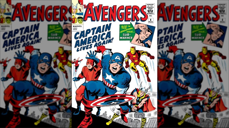 Avengers #4 cover showing Wasp, Giant Man, Captain America, Thor, and Iron Man