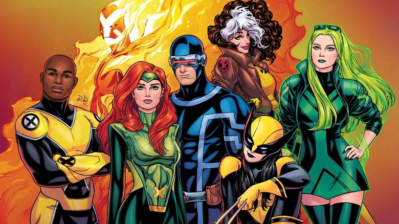 X-Men #12 cover: Synch, Sunfire, Jean Grey, Cyclops, Rogue, Wolverine, and Polaris