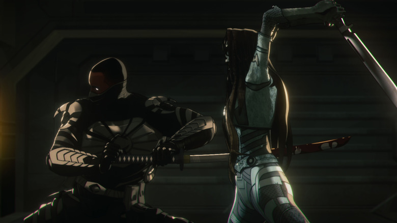 Todd Williams as Blade stabbing an opponent in Marvel Zombies