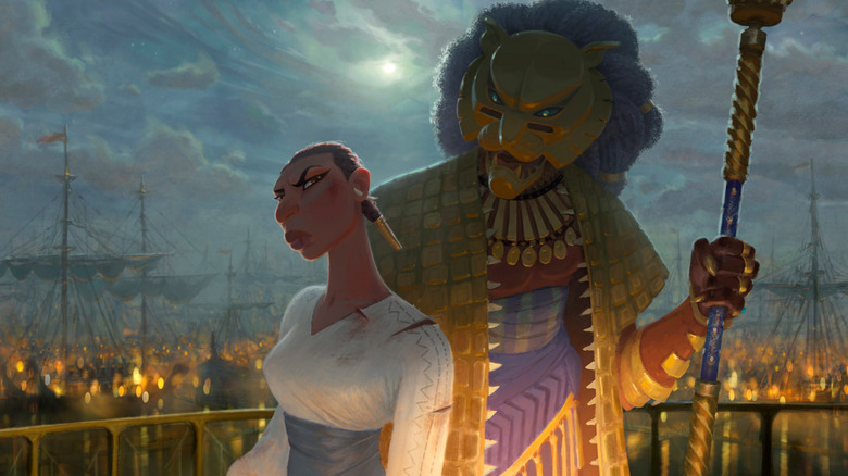 Noni scowling over her shoulder at The Lion in Marvel's Eyes of Wakanda