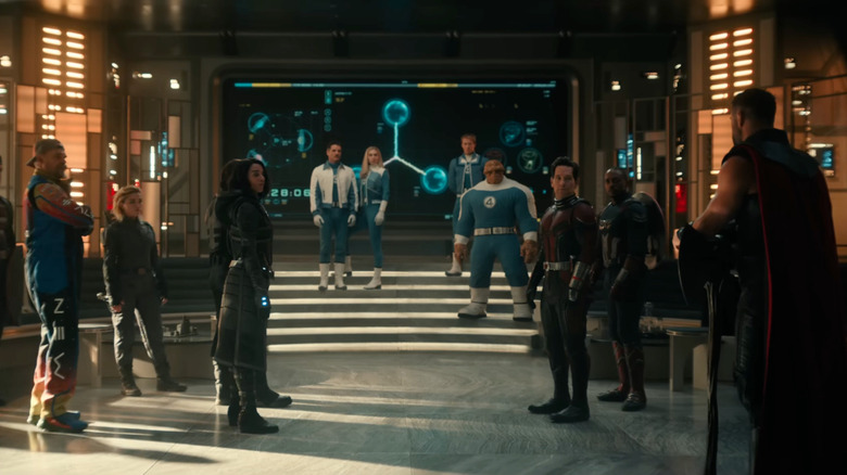 The Avengers just standing around awkwardly in Avengers: Doomsday