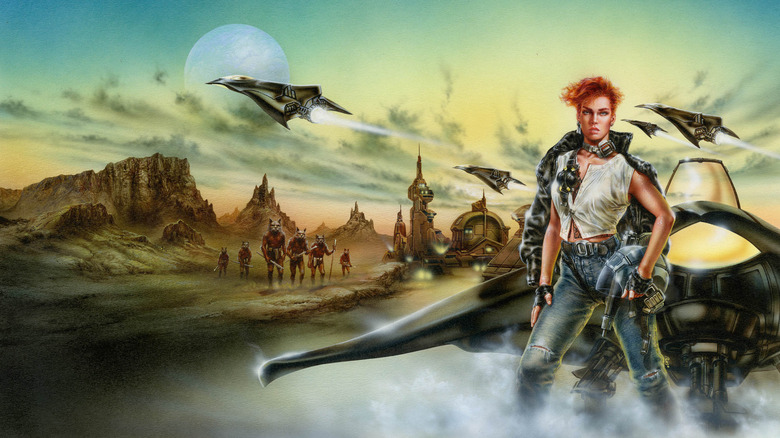 Nicole Shea on cover of Grounded!, art by Luis Royo