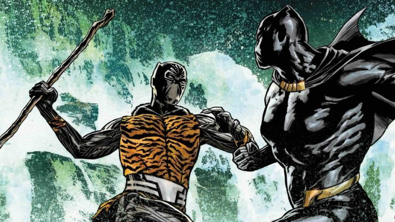 Black Pantheer fighting in the water on the cover of Marvel Knights: The World to Come
