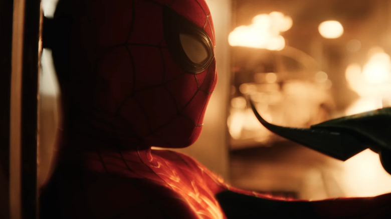 Tom Holland as Spider-Man with Scorpion's tale coming at his face in Spider-Man: Brand New Day