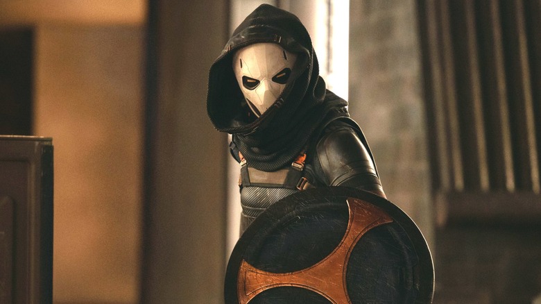 Taskmaster holding her shield