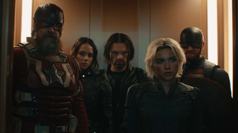 The Thunderbolts in an elevator
