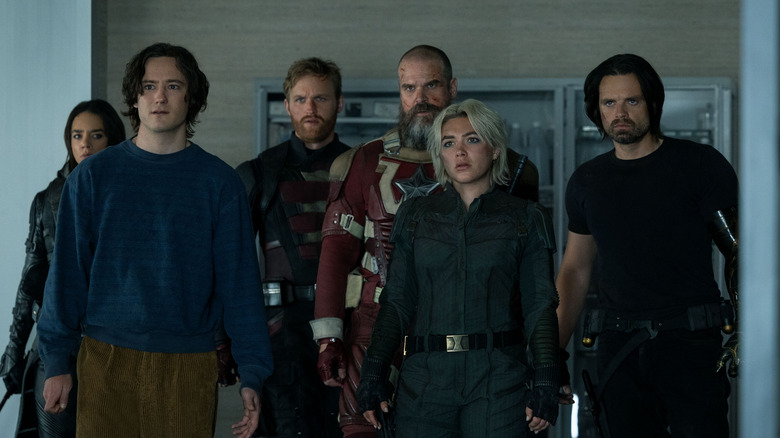 The Thunderbolts stood together in a lab