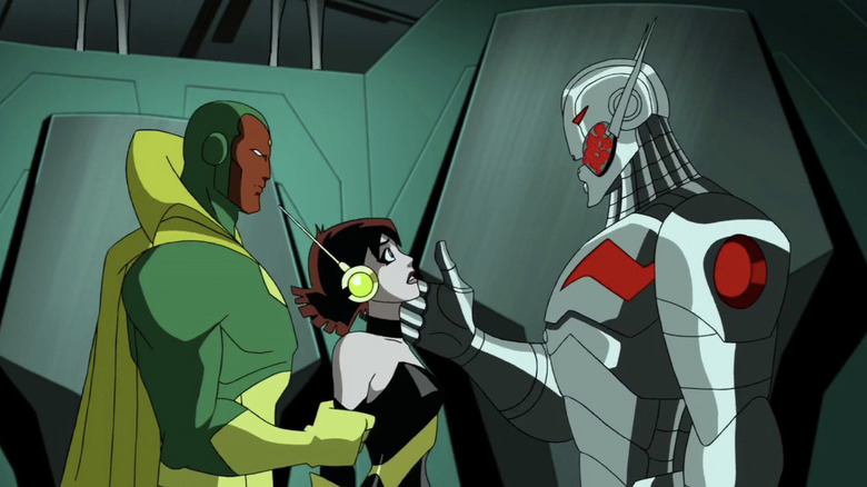 Avengers: Earth's Mightiest Heroes Vision holding Wasp hostage of Ultron