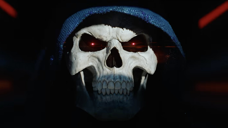 Jared Leto as Skeleton grinning wickedly in Masters of the Universe (2026)