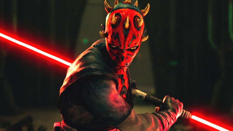 Maul with his lightsaber filled with rage in Maul - Shadow Lord