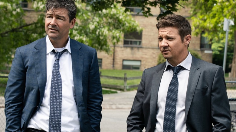 Kyle Chandler's Mitch and Jeremy Renner's Mike McClusky wearing suits on Mayor of Kingstown
