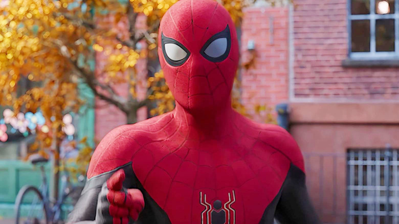 Spider-Man pointing in No Way Home