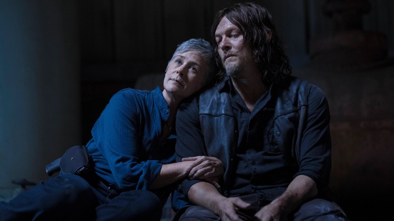 Melissa McBride and Norman Reedus get cozy as Carol and Daryl in "The Walking Dead"