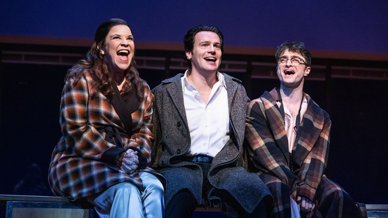 Merrily We Roll Along's Lindsay Mendez, Jonathan Groff, and Daniel Radcliffe singing "Our Time"