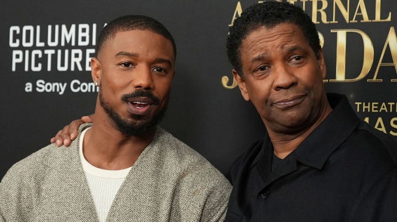 Michael B. Jordan and Denzel Washington at the premiere of A Journal For Jordan.