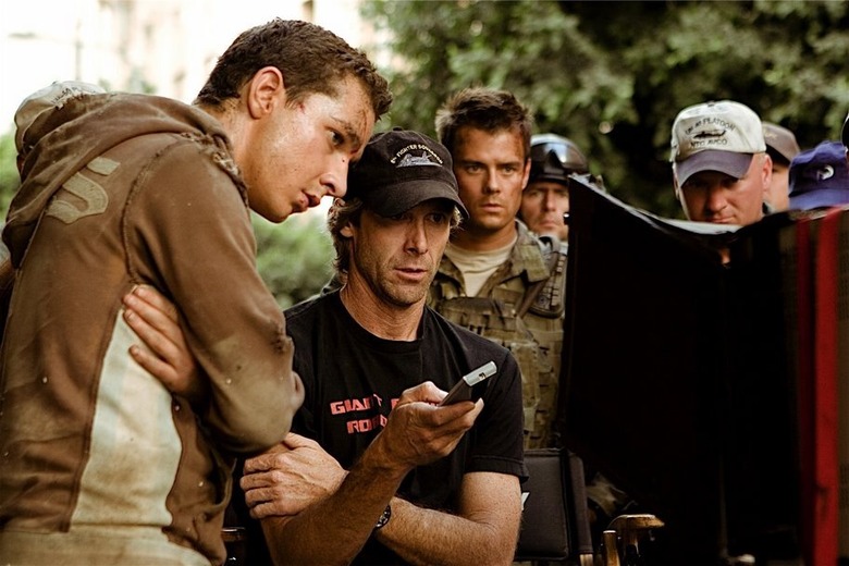 Michael Bay and Shia LaBeouf on Transformers set