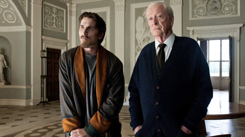 Michael Caine and Christian Bale in The Dark Knight Rises