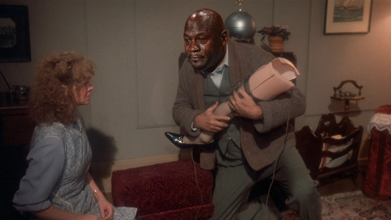 Michael Jordan, the leg lamp, and Melinda Dillon in A Christmas Story