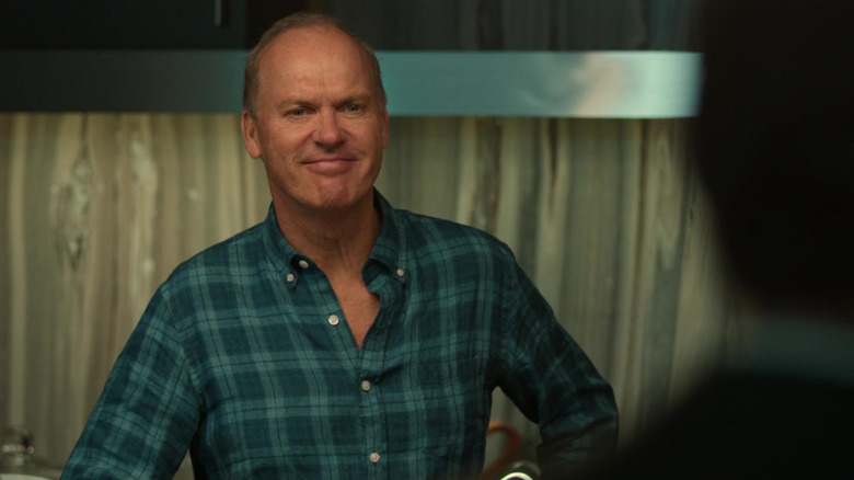 Michael Keaton as Adrian Toomes smiling in Spider-Man: Homecoming