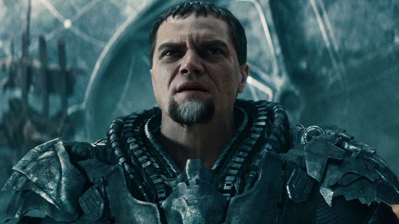 Michael Shannon as General Zod is seen in closeup in Man of Steel
