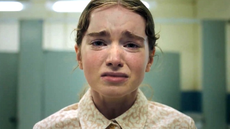 Carrie looks at her reflection and is upset in Carrie (2026)
