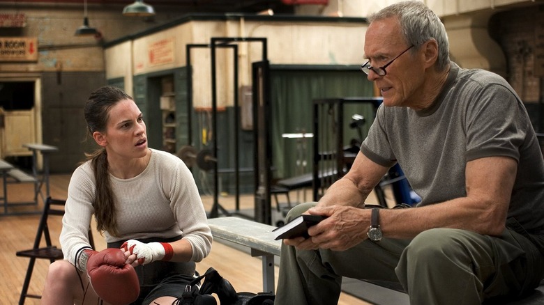 Hilary Swank Clint Eastwood in gym Million Dollar Baby