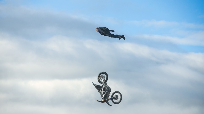 Tom Cruise motorcycles off a cliff in Mission Impossible Dead Reckoning Part One