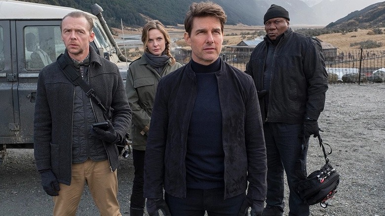Simon Pegg, Rebecca Ferguson, Tom Cruise, and Ving Rhames