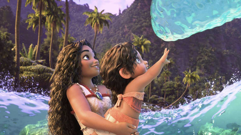 Moana e Simea alcançando o oceano em Moana 2
