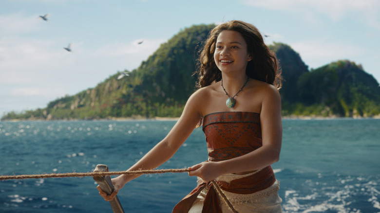 Moana on a raft in Moana