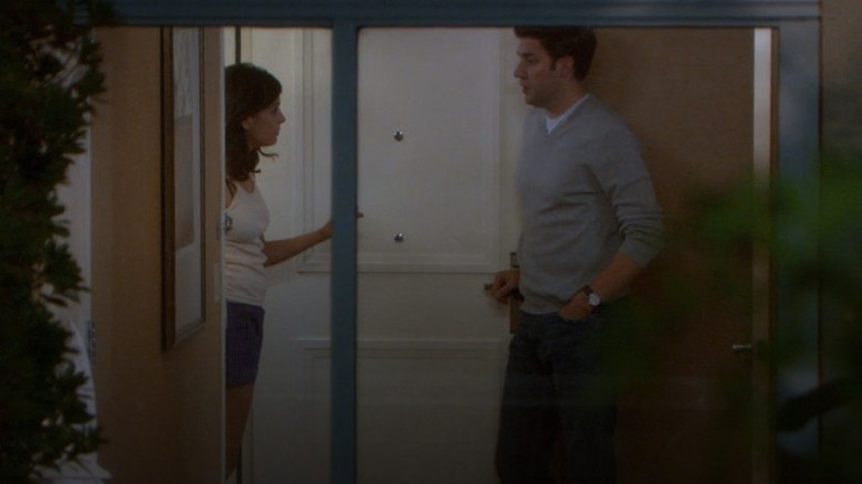 Cathy standing in Jim Halpert's doorway