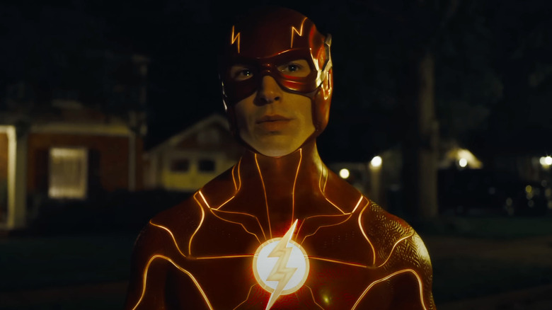 The Flash in a neighborhood at night