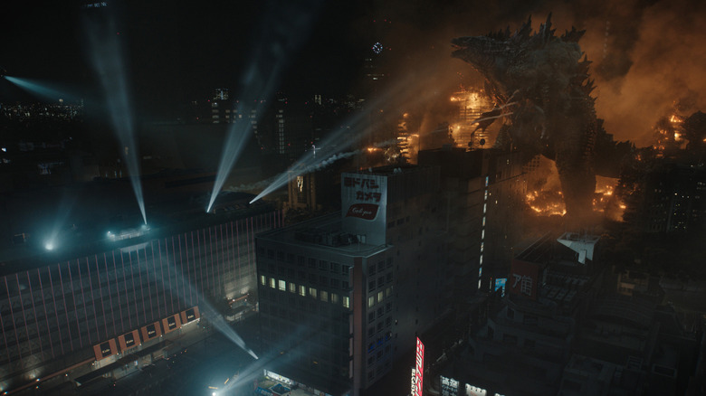 Godzilla as Godzilla on a fiery rampage through Tokyo in Monarch: Legacy of Monsters