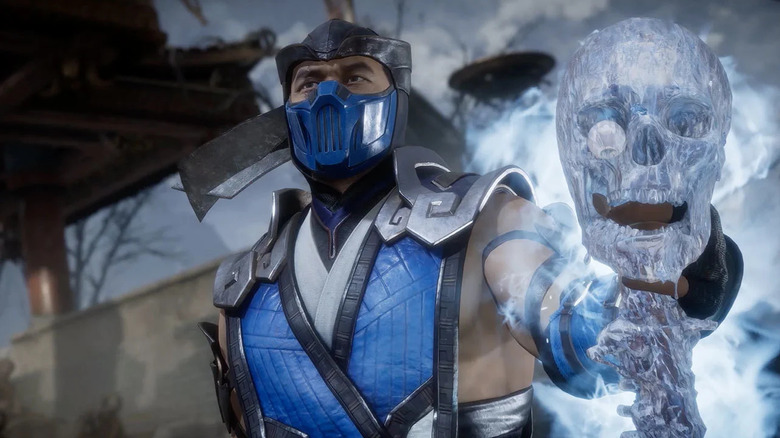 Sub-Zero holds a frozen skull in Mortal Kombat 11