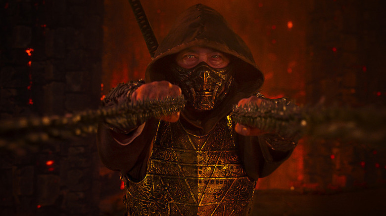 Scorpion drops a line from the Netherrealm in Mortal Kombat II
