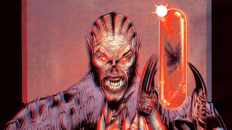Mandrakk holds a capsule of the Bleed in front of him in DC Comics