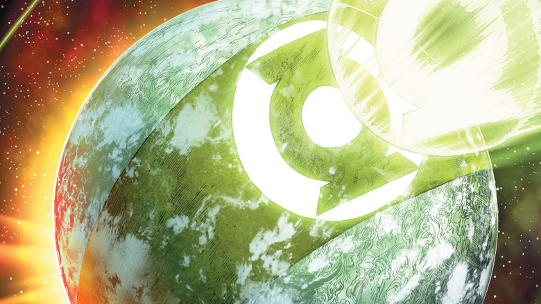 Mogo fires a Green Lantern-shaped energy blast in Hal Jordan and the Green Lantern Corps #8