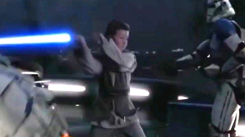 Zett Jukassa (Jett Lucas) fighting Stormtroopers in Star Wars: Episode III - Revenge of the Sith