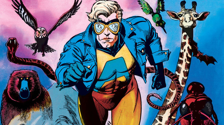 Animal Man charges leading several different animals on the cover of Animal Man #1