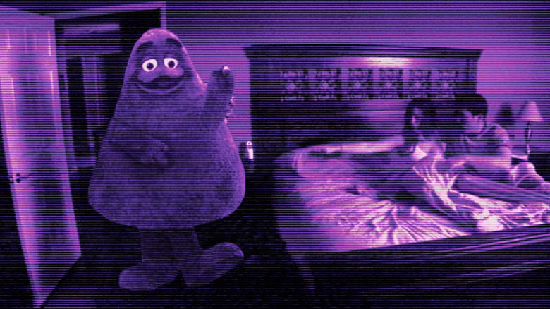 Grimace paying a night-time visit