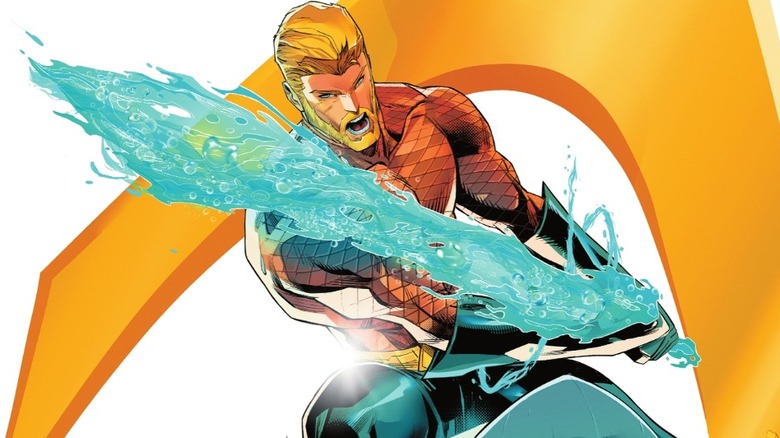 Aquaman cover of Aquaman holding sword made of water