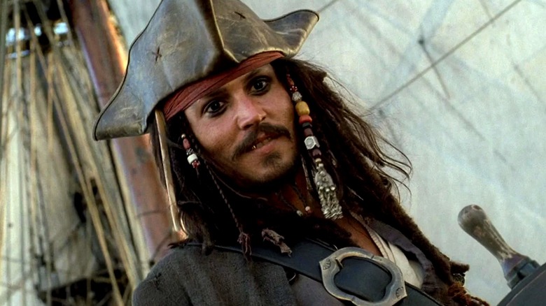 Johnny Depp as Captain Jack Sparrow in Pirates of the Caribbean: The Curse of the Black Pearl