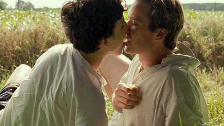 Armie Hammer and Timothée Chalamet kiss