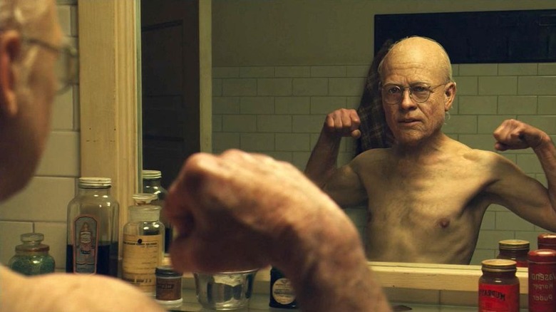 Benjamin Button flex in mirror