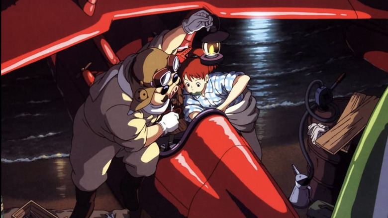 Porco Rosso and Fio repairing a plane