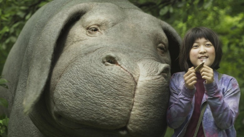 Giant pig and little girl