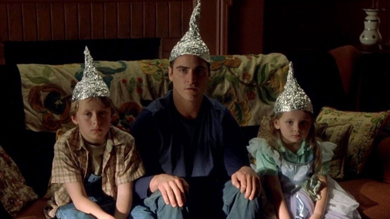 Joaquin Phoenix tin foil hat