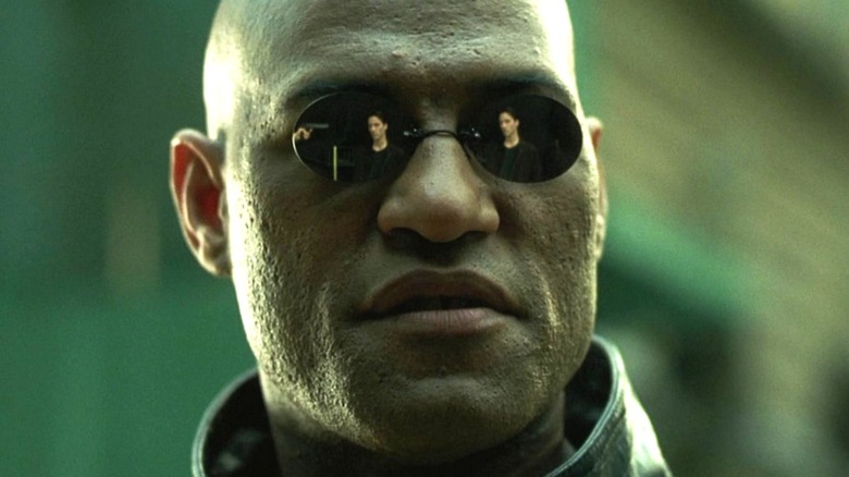 Morpheus in The Matrix reflection in sunglasses