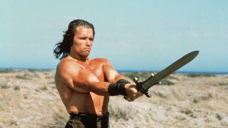 Arnold swinging sword