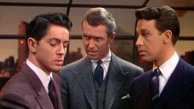 Jimmy Stewart, John Dall, and Farley Granger in Rope